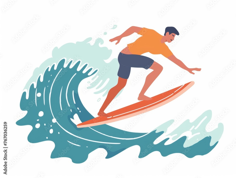 Stylish Person Surfing on Pastel Longboard Generative AI