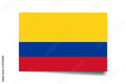 Colombia flag - rectangle card with dropped shadow isolated on white background. Free Download Colombia flag - rectangle card with dropped shadow isolated on white background. - GFXLoad