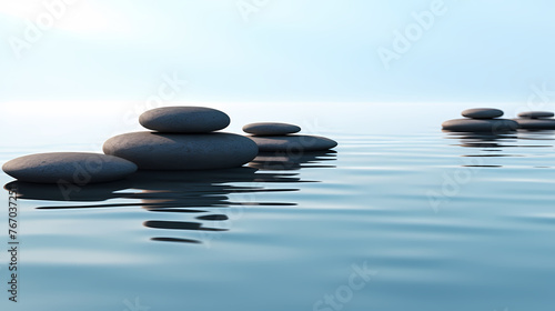 Zen stones in water, tranquility, healthy lifestyle