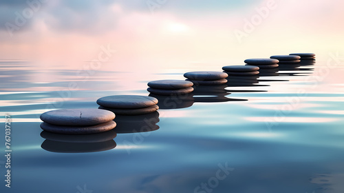 Zen stones in water  tranquility  healthy lifestyle