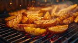 Roasted potato wedges in an air fryer showcasing a delicious and healthy meal preparation