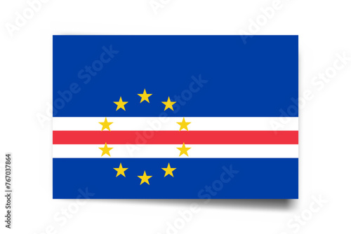 Free Download Cape Verde flag - rectangle card with dropped shadow isolated on white background. - GFXLoad