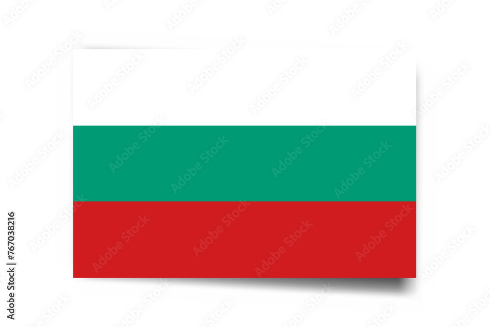 Bulgaria flag - rectangle card with dropped shadow isolated on white background. Bulgaria flag - rectangle card with dropped shadow isolated on white background.