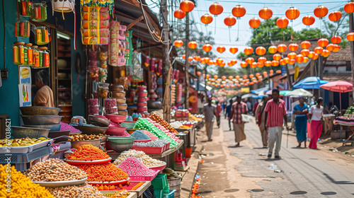 A bustling marketplace scene during Sinhala New Year,ai