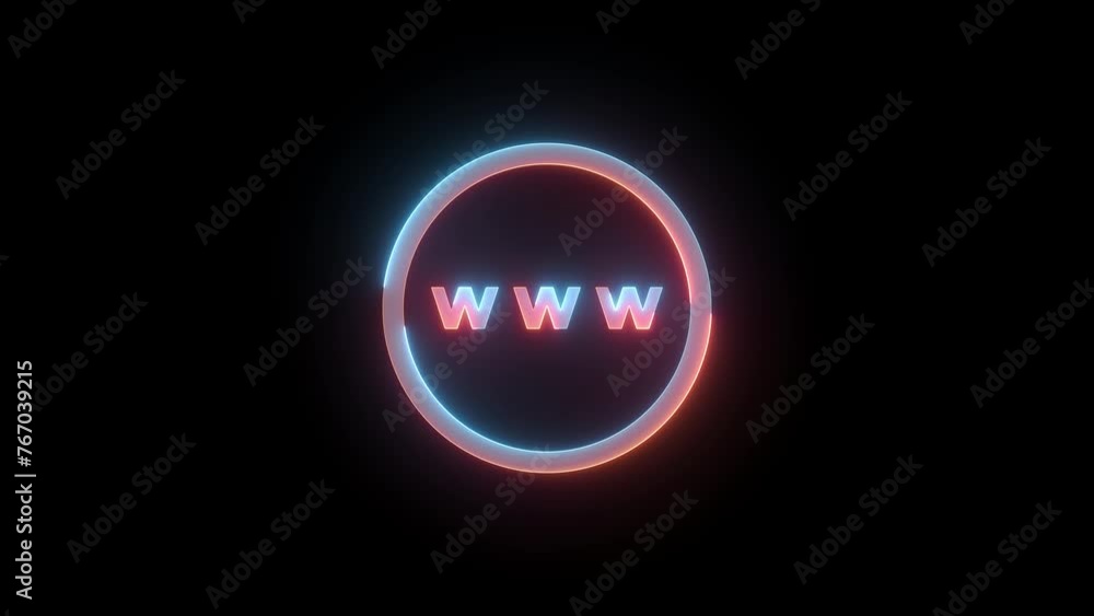 Neon website symbol icon brown cyan color glowing animation black background Neon website symbol icon brown cyan color glowing animation black background