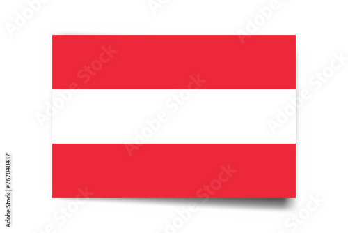 Austria flag - rectangle card with dropped shadow isolated on white background.