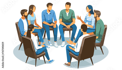 Group Therapy Session Vector Illustration © Klanarong Chitmung