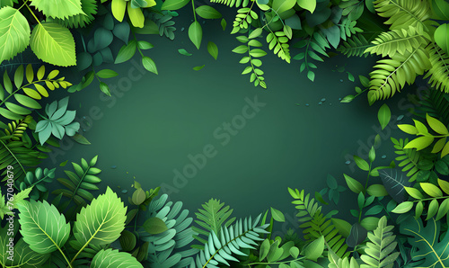   luustration of Lush Greenery on a Vibrant Eco-Friendly Background