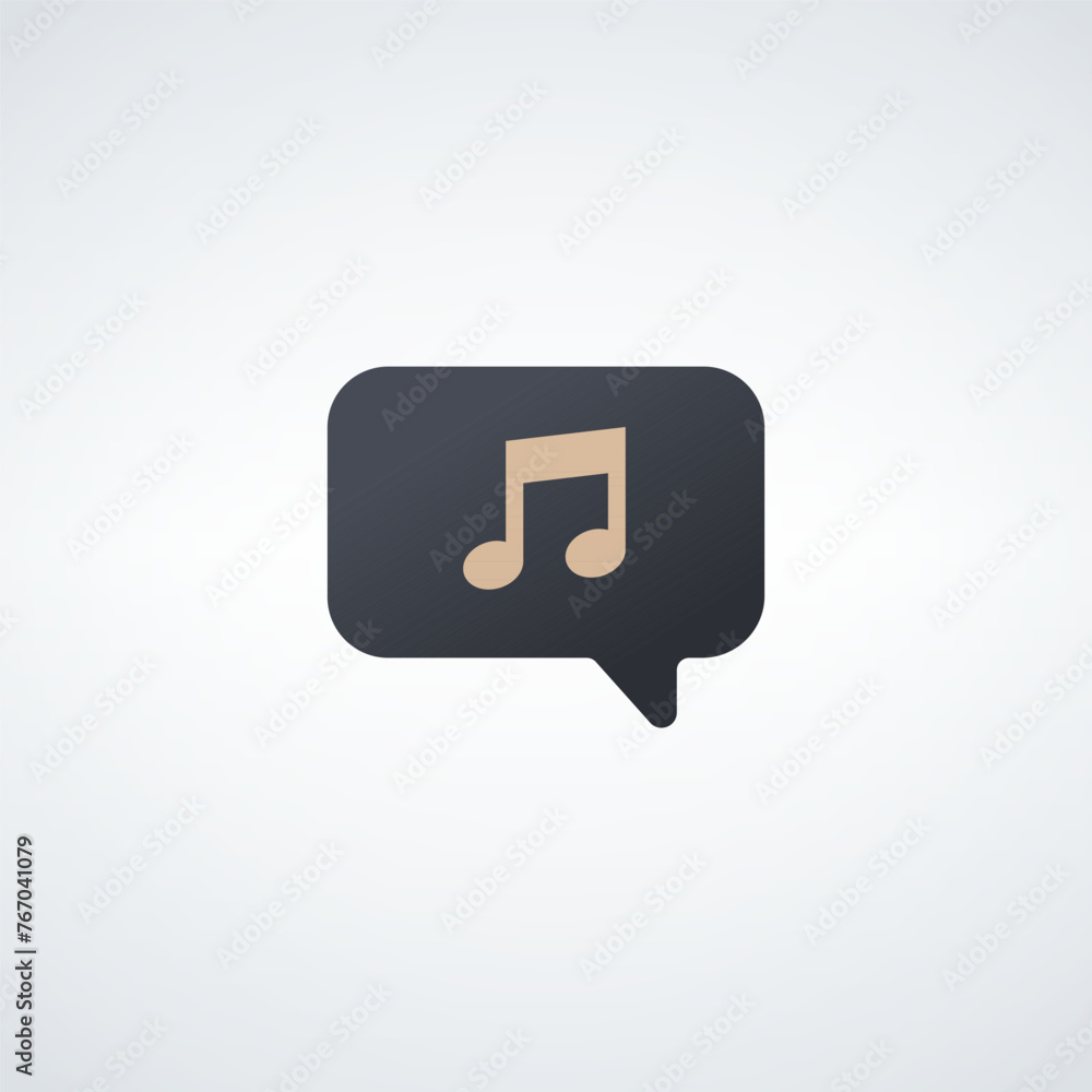 Musical note speech bubble icon. Music sign. Graph symbol for music and sound web site and apps design, logo, app, UI. Stock vector illustration isolated on white background. Musical note speech bubble icon. Music sign. Graph symbol for music and sound web site and apps design, logo, app, UI. Stock vector illustration isolated on white background.