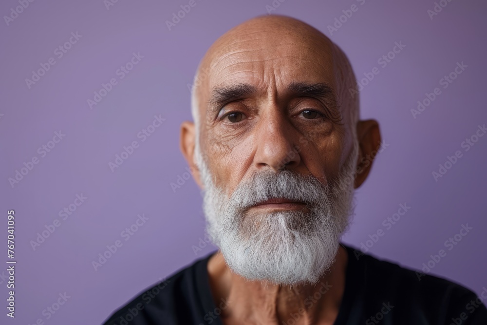 Portrait of an old man with a white beard on a purple background Portrait of an old man with a white beard on a purple background
