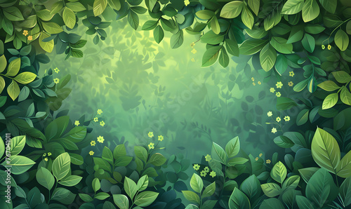 İluustration of Lush Greenery on a Vibrant Eco-Friendly Background