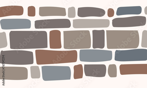 Natural stone wall. Bricks design. Sketch. Vector.
