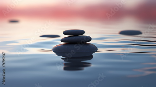 Zen stones in water, tranquility, healthy lifestyle