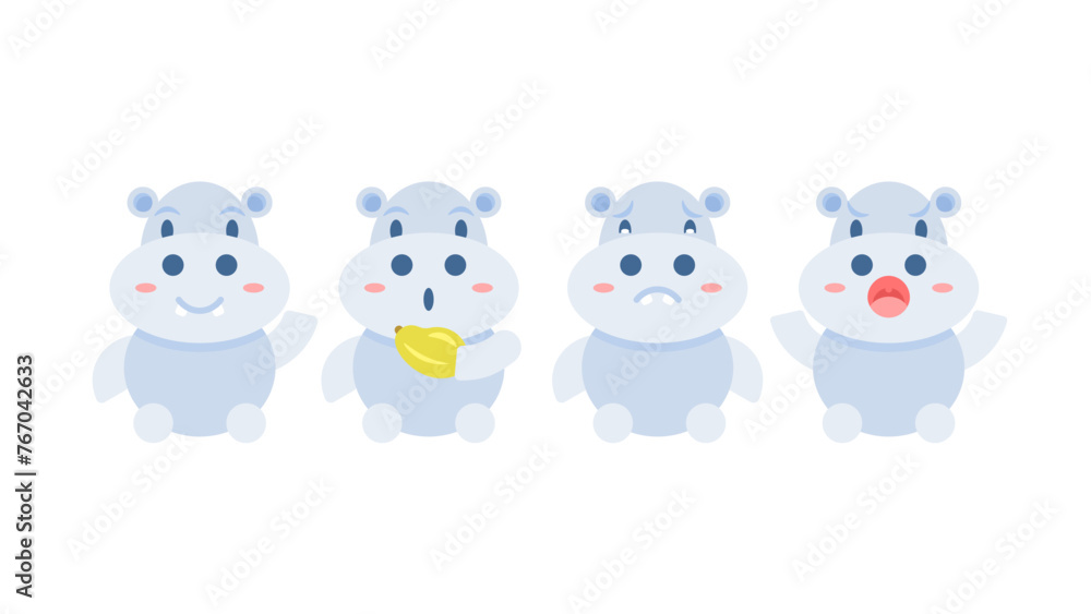 a collection of funny, cute and adorable hippo illustrations. hippo characters with various poses and expressions. clip art and stickers. animal. flat style illustration concept design. graphic a collection of funny, cute and adorable hippo illustrations. hippo characters with various poses and expressions. clip art and stickers. animal. flat style illustration concept design. graphic