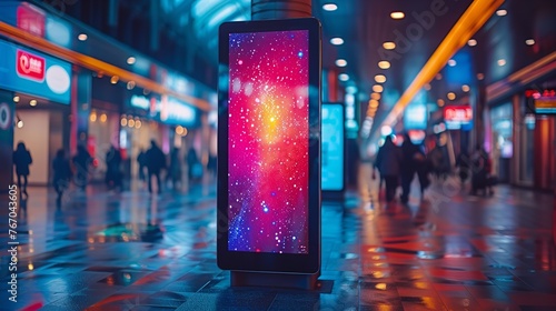 A digital signage screen that may be customized in a public area. Generative Ai