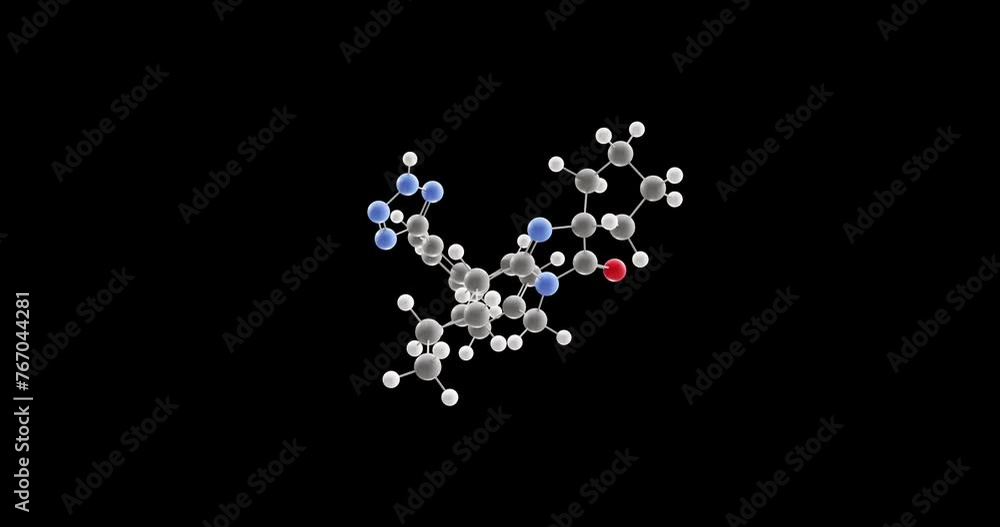 Irbesartan molecule, rotating 3D model of avapro, looped video on a black background Irbesartan molecule, rotating 3D model of avapro, looped video on a black background