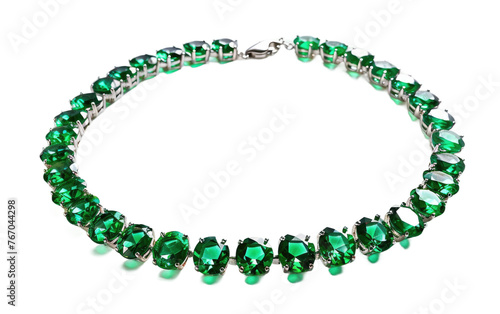 Gleaming Emerald Necklace isolated on transparent Background
