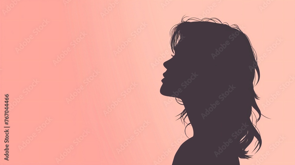 Joyful Woman Silhouette in Pink Hues