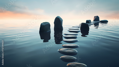 Stones floating on water  tranquility  healthy lifestyle