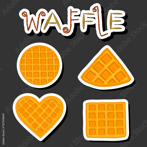 Illustration on theme big kit different types biscuit waffle with cell, dessert cookie
