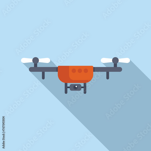Aerial videography icon flat vector. Drone filming. Air operator control