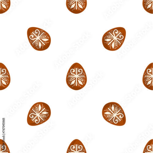 Illustration on theme seamless celebration holiday Easter with hunt colorful bright eggs