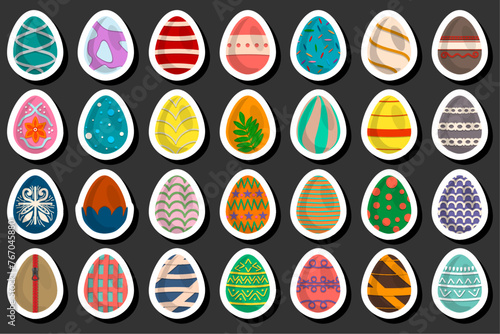 Illustration on theme celebration holiday Easter with hunt colorful bright eggs
