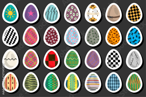 Illustration on theme celebration holiday Easter with hunt colorful bright eggs
