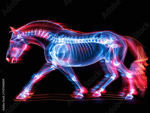 Glowing X-ray Equine Art in Dynamic Pose © INsprThDesign