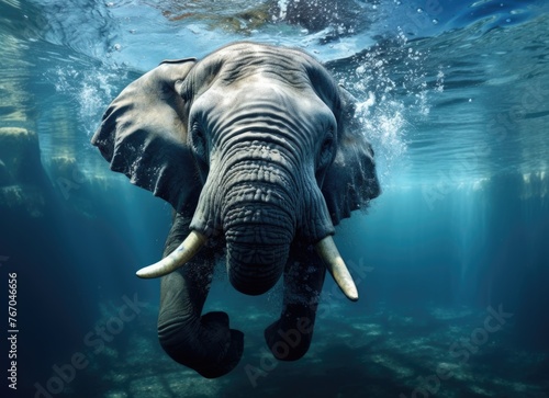 African Elephant Submerged in Underwater Serenity © Marharyta