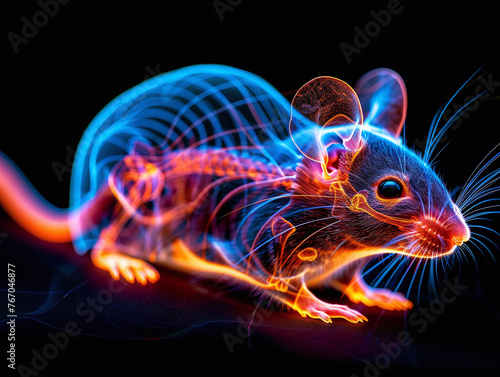 Neon X-ray Vision of a House Mouse
