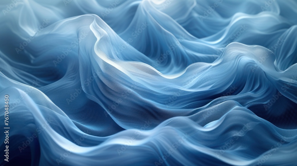 Tranquil Blue Fabric Waves Caressed by Soft Light in an Abstract Artwork Tranquil Blue Fabric Waves Caressed by Soft Light in an Abstract Artwork
