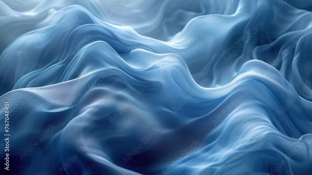Tranquil Blue Fabric Waves Caressed by Soft Light in an Abstract Artwork Tranquil Blue Fabric Waves Caressed by Soft Light in an Abstract Artwork