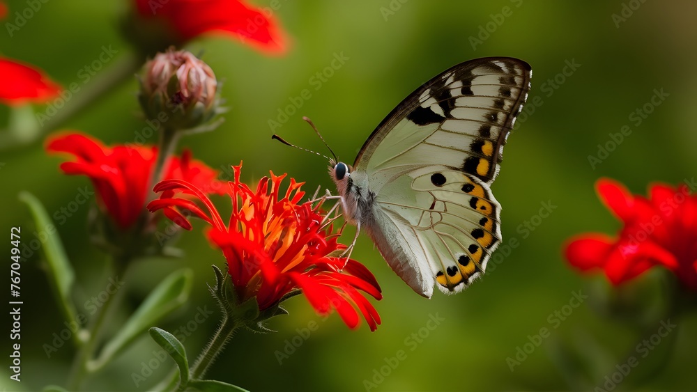 Argynnis niobe butterfly sitting on red miniature flower, perfect light Argynnis niobe butterfly sitting on red miniature flower, perfect light