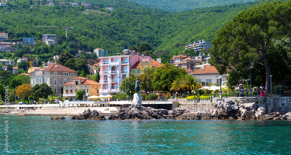 Croatia, beautiful Adriatic coast, Opatija riviera on Kvarner, popular beach and scenic tourist resorts