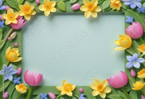 Wallpaper Mural Summer Floral Frame, Pastel Beautiful Spring Template, Text Background, Copy Space. Torontodigital.ca