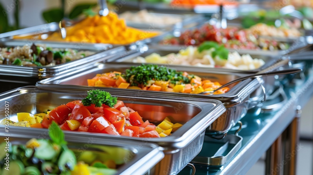 Buffet Spread at a Catered Event During the Day