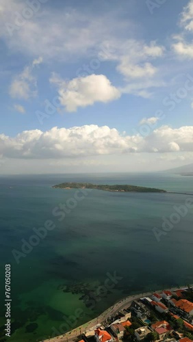 Urla Cesmealti aerial view with drone. Turkey's touristic seaside town in the Aegean. Urla , Cesmealti. High quality 4k footage photo