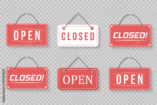 Clean color set of vector sign open