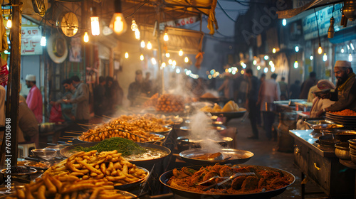 Food street is the cultural heritage of Peshawar Pakistan, generative ai photo