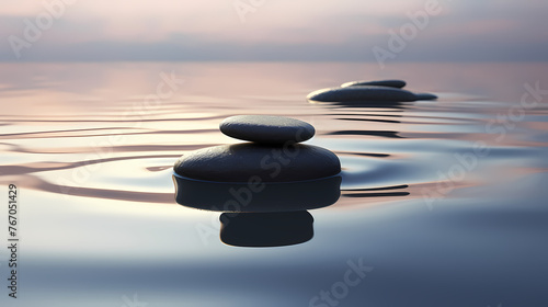Stones floating on water, tranquility, healthy lifestyle