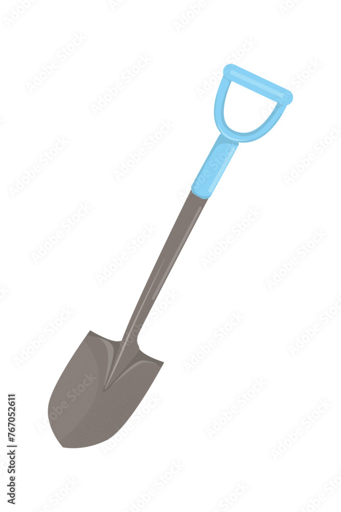 Metal shovel for gardening and plant care. Vector isolated drawing grain texture. Farmer's equipment for working with land Metal shovel for gardening and plant care. Vector isolated drawing grain texture. Farmer's equipment for working with land