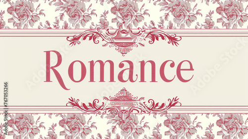 The image shows the word "Romance" against a solid background, with a person's name removed.