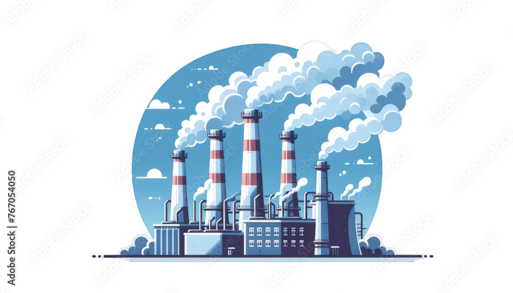 Industrial Chimneys Pollution Vector for Environmental Awareness Industrial Chimneys Pollution Vector for Environmental Awareness