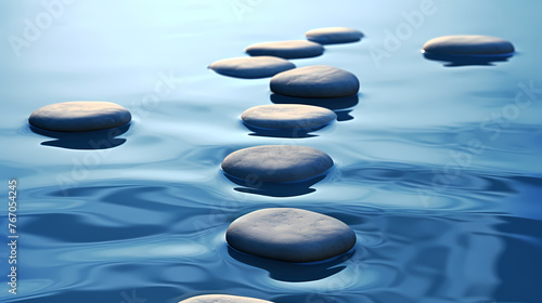 Calmness on water zen stones balance in calming reflections