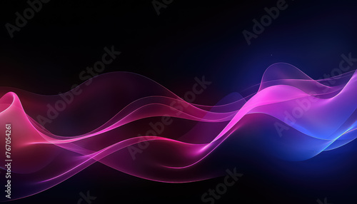 Waves of energy on black in neon color ,spring concept