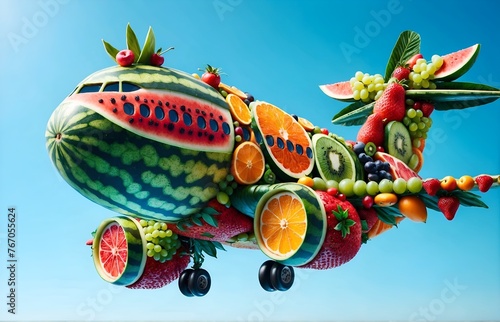 a plane made entirely out of fruits photo