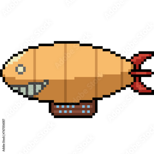 pixel art of airship with face