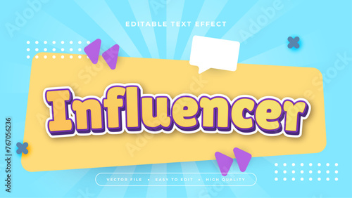 Blue yellow and purple violet influencer 3d editable text effect - font style