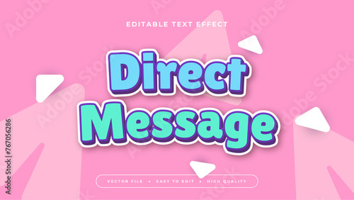 Blue green and pink direct message 3d editable text effect - font style